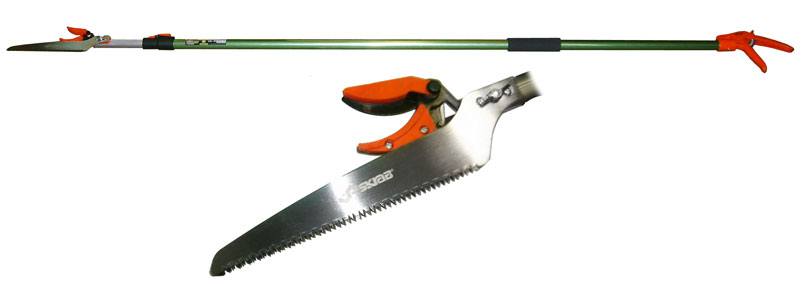 Сучкорез и ножовка садовая (два в одном) с телескопической алюминиевой штангой 1,8-3,06м SKRAB 28341